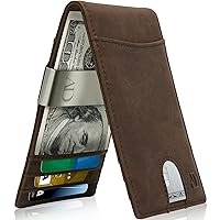 Mens Wallets Slim Wallets For Men With Money Clip Bi fold Wallet RFID Card Holder (Brown)