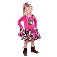 Petitebella Valentine Camouflage Heart Hot Pink Top Petal Skirt Girl Cloth Outfit Set Nb-8y