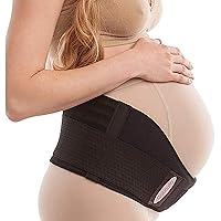 Breathable Cotton Lined Maternity Support Belt, Helps Prevent Stretchmarks & Relieve Lower Back Pain, Best Pregnancy Belly Support Band, Made in USA, MS-96i Black Large