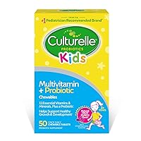 Culturelle Kids Complete Multivitamin + Probiotic Chewable, Digestive & Immune Support for Kids, With 11 Vitamins & Minerals including Vitamin C, D3 and Zinc, Non-GMO, Fruit Punch Flavor, 50 Count