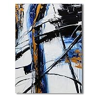 Yihui Arts Canvas Wall Art Decor Black and White Abstract Painting Large Art Canvas Pictures Brush Strokes Modern Home Décor (36x48IN)