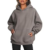 Famulily Ladies Oversized Hoodies Pullover Long Sleeve Sweatshirt Autumn Winter Thermal Fleece Tops with Pockets S-XL
