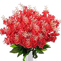 6Pcs Artificial Fake Silk Wisteria Flowers, 13.7'' Faux Hyacinth Flowers for Home Garden Outdoor Cemetery Grave Fences Spring Summer Decor Floral Arrangements, Red