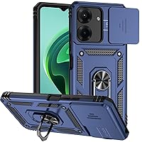 Case for Redmi 13C,Military Grade Car Holder Protection [Built-in Kickstand] Magnetic Metal Ring Holder Heavy Duty TPU+PC Shockproof Phone Case for Xiaomi Poco C65 4G/Redmi 13C (Blue)