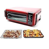 Ninja SP101 Foodi 8-in-1 Air Fry Large Toaster Oven Flip-Away for Storage Dehydrate Keep Warm 1800w XL Capacity (Renewed) RED
