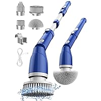 iDOO Electric Spin Scrubber, Shower Scrubber Cleaning Brush with 4 Replaceable Brush Heads, Cordless Power Scrubber with Adjustable Long Handle Cepillo para Limpiar Baños for Tile Grout Tub Pool Car