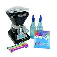 SNOWIE - Little Snowie Max Snow Cone Machine - Premium Shaved Ice Maker, with Powder Sticks Syrup Mix, 6-Stick Kit, Black
