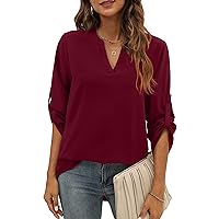 Womens Fashion Business Casual Blouses Work Tops Fashion 3/4 Sleeve Shirts Trending Now 2023