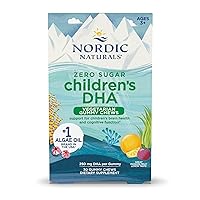 Zero Sugar Children’s DHA Vegetarian Gummy Chews - Passion Fruit Lemon Flavor - 30 Gummies - Vegan Algae Oil Omega-3 Supplement for Kids Brain & Cognition Support - 30 Servings
