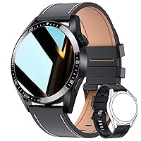 paazomu Smartwatch for Men Health Fitness Tracker Sports Watch with Heart Rate Blood Pressure IP67 Waterproof Smartwatch for Android&iOS (Elegant Black Leather PAM001)