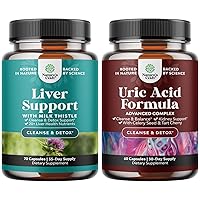 Natures Craft Bundle of Liver Cleanse & Repair Formula and Herbal Uric Acid Cleanser - with Milk Thistle Dandelion Root Turmeric and Artichoke Extract - Joint Support and Detox Supplement