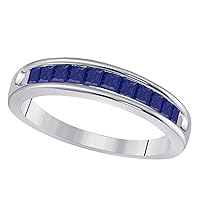 Unisex Wedding Band 14K Gold Plated in Alloy 0.50tcw Princess Cut Created Blue Sapphire Channel-Set Engagement Ring Size 4 to 11