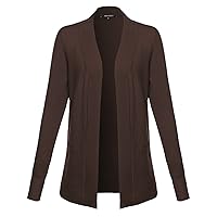 Solid Soft Stretch Open Front Knit Cardigan Brown Size 1XL