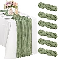 6 Pieces Sage Green 10FT Cheesecloth Table Runner Boho Gauze Fabric Table Runner Rustic Sheer Runner for Wedding Birthday Baby Shower Party Boho Table Decoration（Sage Green）