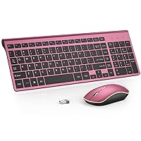 Wireless Keyboard Mouse Combo,J JOYACCESS 2.4G Compact and Ultra Slim Wireless Keyboard and Mouse for Windows, Computer, Desktop, PC, MacBook Air, Laptop-Wine Red