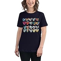 Vivid Vibes: Colorful Heart Print Women's T-Shirt, Soft Casual Relaxed Fit