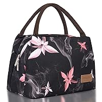 Buringer Insulated Lunch Bag Lunch Box for Women Men Adult Lunch Tote for Work Picnic Travel (Pink Flowers)
