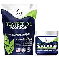 Tea Tree Oil Foot Soak with Epsom Salt with Foot Balm Foot Moisturizer For Dry Cracked Feet - Best Foot Care for Women and Men - Made in USA