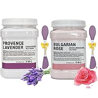 Jelly Mask Powder for Facials Care,Rose Jelly Face Mask,Lavender Jelly Face Mask,Hydrating, Brightening & Nourishing,DIY SPA Rubber Mask,with double-ended silicone brush,23 Fl Oz