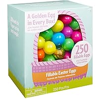 Party City Multi-Colored Fillable Plastic Easter Eggs with Hinge, 250 Bulk Count - Blue, Green, Orange, Pink, Purple, Yellow & Metallic Gold Colorful Eggs for Filling with Treats, Candy & Gifts