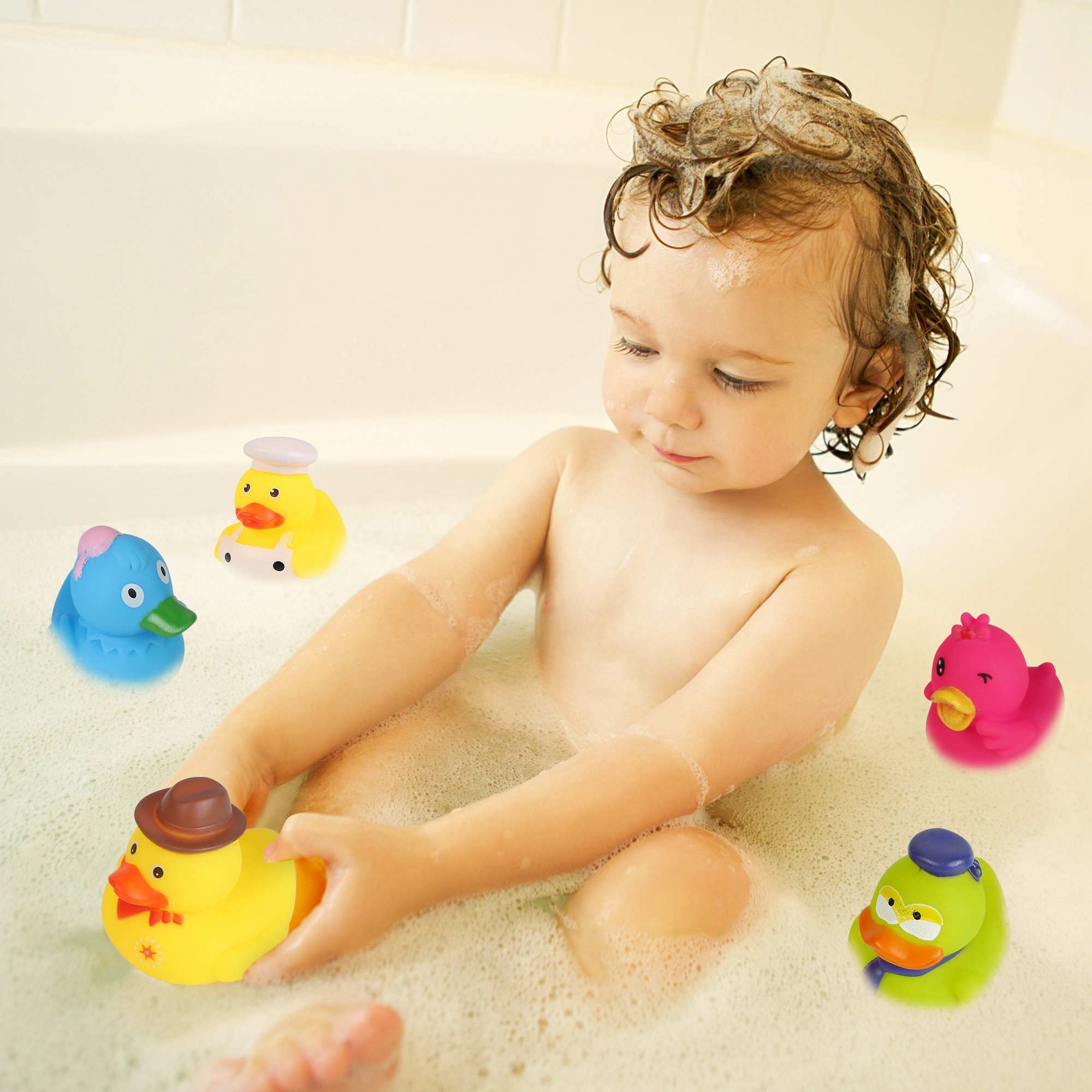 Arttyma Rubber Ducks in Bulk,Assortment Duckies for Jeep Ducking Floater Duck Bath Toys Party Favors (100-Pack)