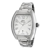 Gino Franco Men's Barrel Shaped Stainless Steel Watch with Bracelet