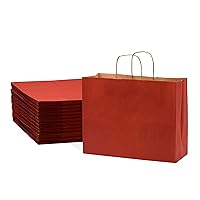 Red Gift Bags with Handles - 16x6x12 Inch 100 Pack Large Kraft Paper Shopping Bags for Christmas & Holiday, Birthdays, Retail, Small Business & Boutiques, Gift Wrapping, Wedding Favors, in Bulk
