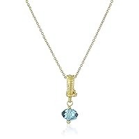 Girls' Birthstones 14k Gold-Plated Cable Garnet Charm Pendant Necklace, 14