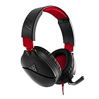 Turtle Beach Recon 70 Multiplatform Gaming Headset for Nintendo Switch, Xbox Series X|S, PS5, PC, Mobile w/ 3.5mm Wired Connection - Flip-to-Mute Mic, 40mm Speakers, Lightweight Design – Black/Red