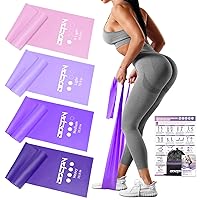 Resistance Bands for Physical Therapy Women, Extended Exercise Stretch Bands for Yoga, Pilates, Rehab, Fitness and Strength Training, Elastic Workout Bands with Training Poster
