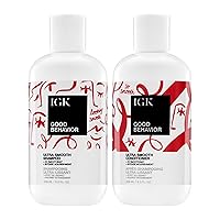 IGK Good Behavior Shampoo + Conditioner Kit | Frizz Control + Hydrates + Shine | Vegan + Cruelty Free | 16 Oz