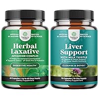 Bundle of Herbal Laxative Capsules with Probiotics and Liver Cleanse Detox & Repair Formula - Natural Colon Detox Digestive Support System - Herbal Liver Support Supplement with Milk Thistle