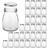 KAMOTA Glass Jars, 32 PACK 6 oz Clear Yogurt Jars With Silver Lids, Glass Pudding Jars Yogurt Jars Ideal for Jam, Honey, Wedding Favors, Shower Favors(200ml)