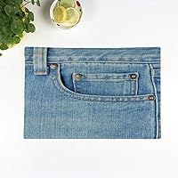 Set of 8 Placemats Blue Rivet Pocket on Jeans Canvas Denim Garment Material 12.5x17 Inch Non-Slip Washable Place Mats for Dinner Parties Decor Kitchen Table