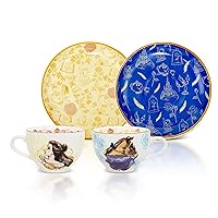 Disney Beauty and the Beast Bone China Teacup and Saucer, Set of 2 | Tea Party With Coffee, Espresso, Mocha