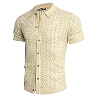 PJ PAUL JONES Men's Polo Shirt Hollowed-Out Textured Casual Knitted Golf Shirt