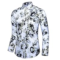 Autumn Men's Long Sleeved Shirt Casual Chinese Style Shui Ink Printed Men's Shirt