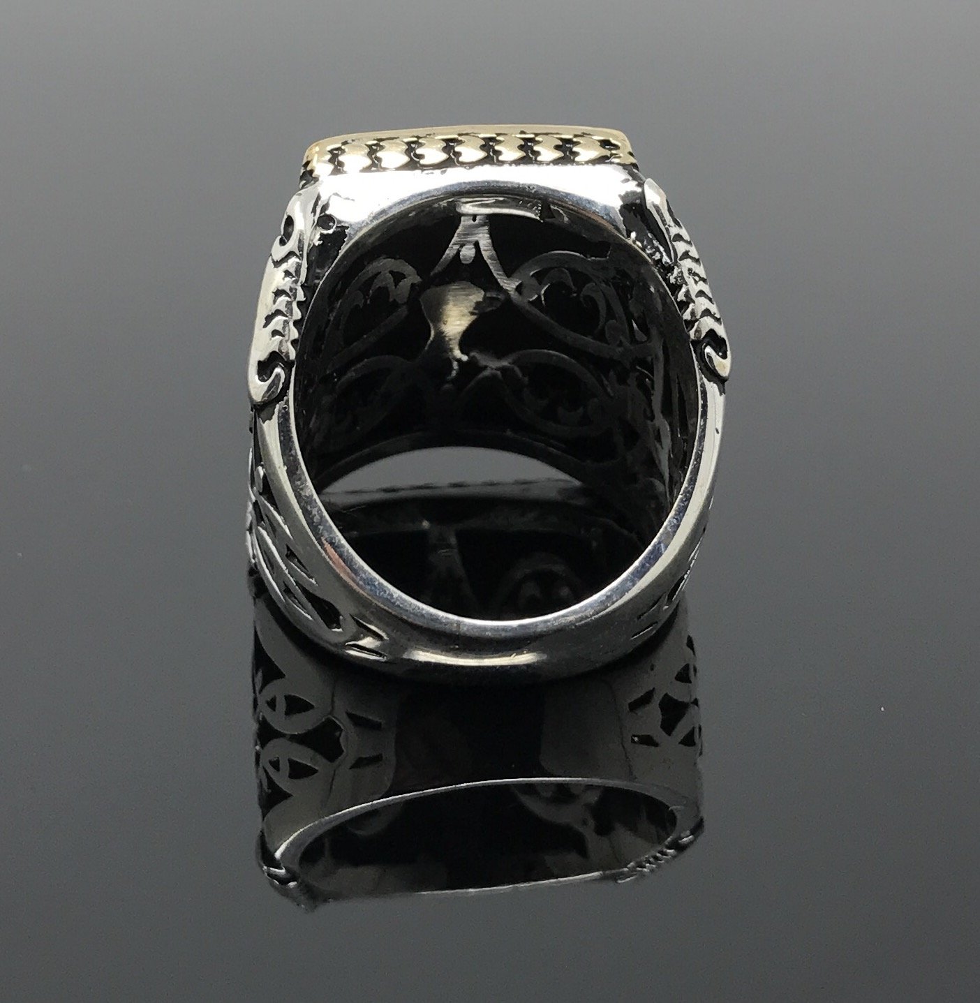 KAR 925K Stamped Sterling Silver Tiger Eye Men's Large Ring I1P