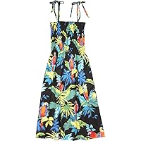 RJC Women's Tropical Parrots Hawaiian Smocked Sundress