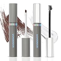 Wonderskin Wonder Blading Brow Stain & Go Masque with Brow Styler Gel, Long Lasting Eyebrow Tint and Gel, Volumizing and Smudge Proof (Dark Brunette Tint & Clear Gel)