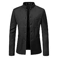 Mens Casual Suit Blazer Jackets Stand Collar Lightweight Lined Sport Coats Notch Lapel Business Coats