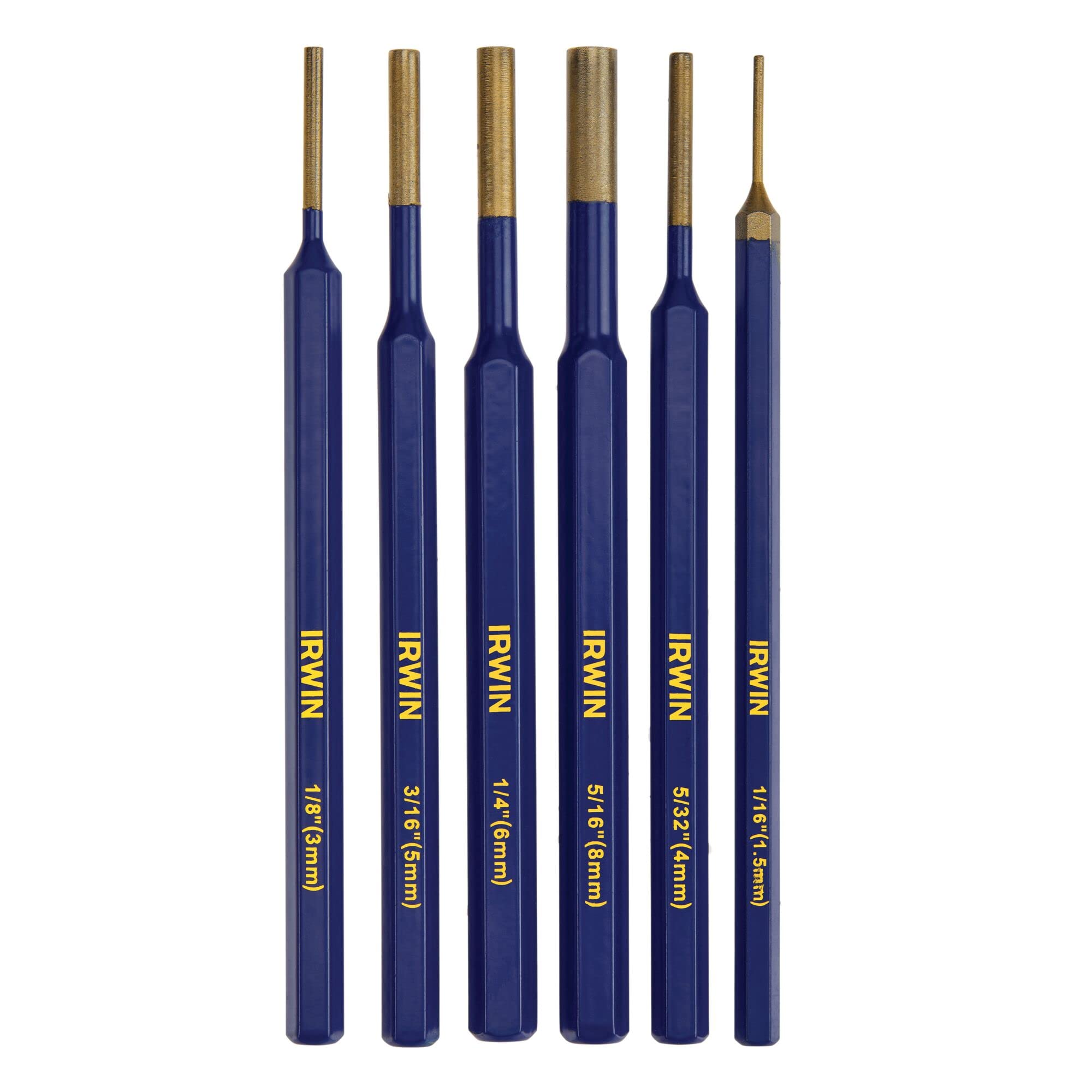 IRWIN Punch Set, 6-Pack with Various Sizes, Tempered for Durability (IRHT82531)