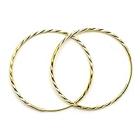 Arranview Jewellery 9ct Gold 22mm Diamond Cut Sleeper Hoops (1 Pair)