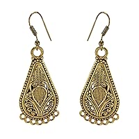 Silvesto India Yellow Brass Dangle ear wire Earring For Girls & Women & Girls