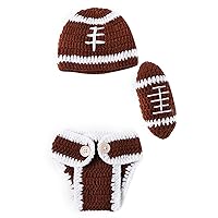 ACSUSS Newborn Infant Baby Cosplay Costume Color Contrast Rugby Shape Handmade Crochet Costume