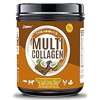 Multi Collagen Protein Powder, 5 Types of Hydrolyzed Collagen Peptides Powder, for Hair Skin and Nails , Premium Blend of Grass-Fed Beef, Chicken, Marine, Eggshell Collagen(Chocolate, 41 Servings)
