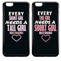 iPhone 6s BFF Case,Cute Funny Best Friends Forever BFF Sister Cousins Couple Every Tall Girl Needs A Short Girl Sisters BFF Matching Pink Funny Love Forever Soft Black Case for iPhone 6