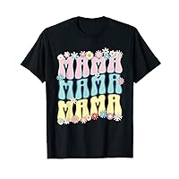 Retro Groovy Mama Floral flowers Mothers Day Birthday Gifts T-Shirt