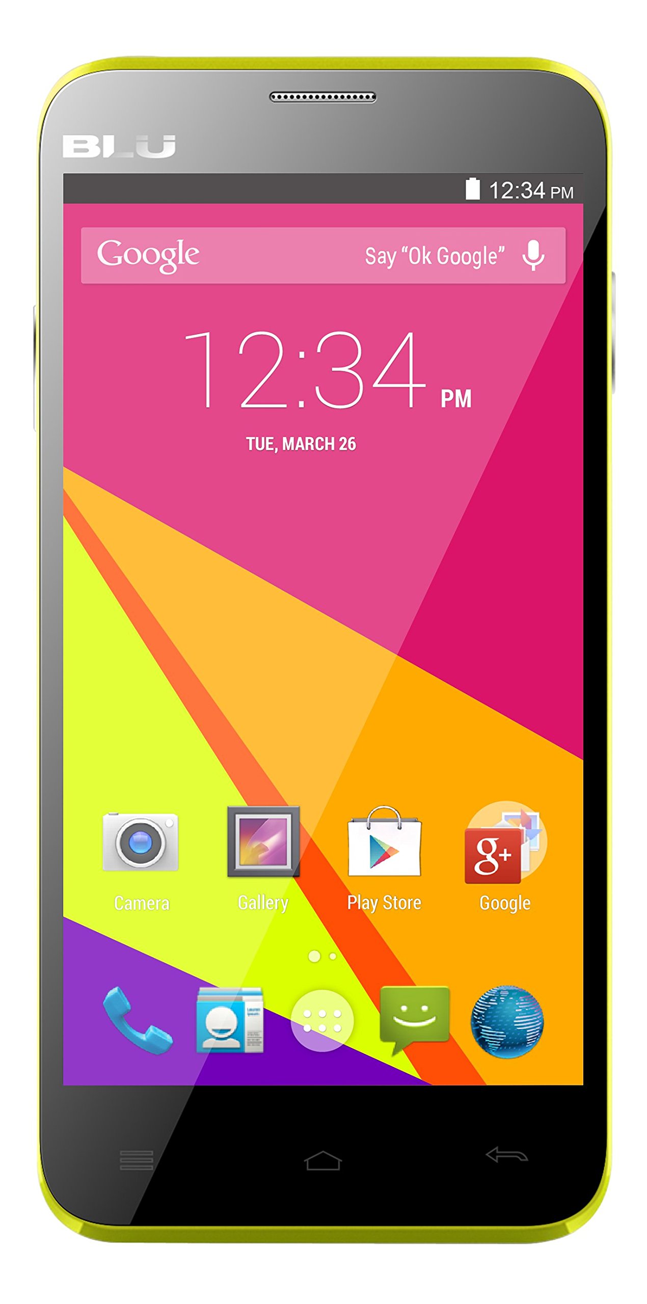 BLU Dash 5.0+ 1.3 GHz Quad Core 4.4KK HSPA+ with 5MP Camera Unlocked Smartphone - Retail Packaging - Yellow