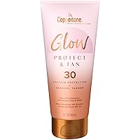 Coppertone Glow Protect and Tan Sunscreen Lotion with Gradual Self Tanner, Water Resistant, Broad Spectrum SPF 30, 5 Fl Oz Tube